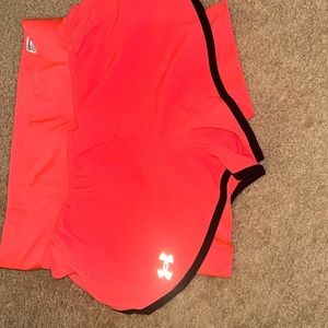Under Armour neon orange running athletic shorts size P/S